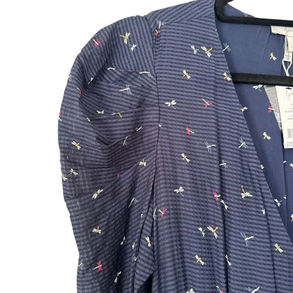 NWT Joie Ruffle Maxi Dress, Puff Sleeves, Tiered Skirt, Dragonfly Print, Sz L - Picture 5 of 15